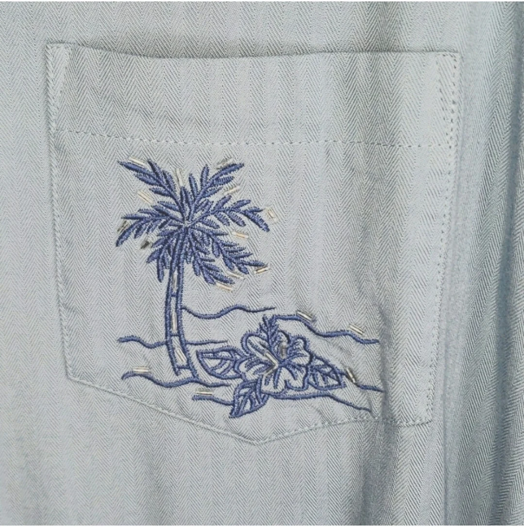 Hawaiian Embroidered Beaded Rayon Button Down Top By Teddi - Image 8