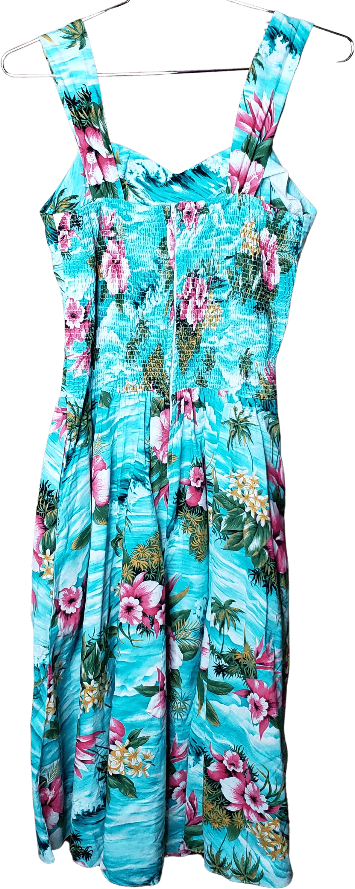 Blue Tropical Ocean Floral Print Sundress by Shannon Marie - Image 2