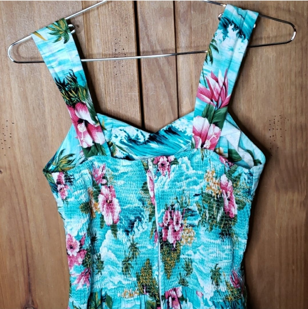 Blue Tropical Ocean Floral Print Sundress by Shannon Marie - Image 6