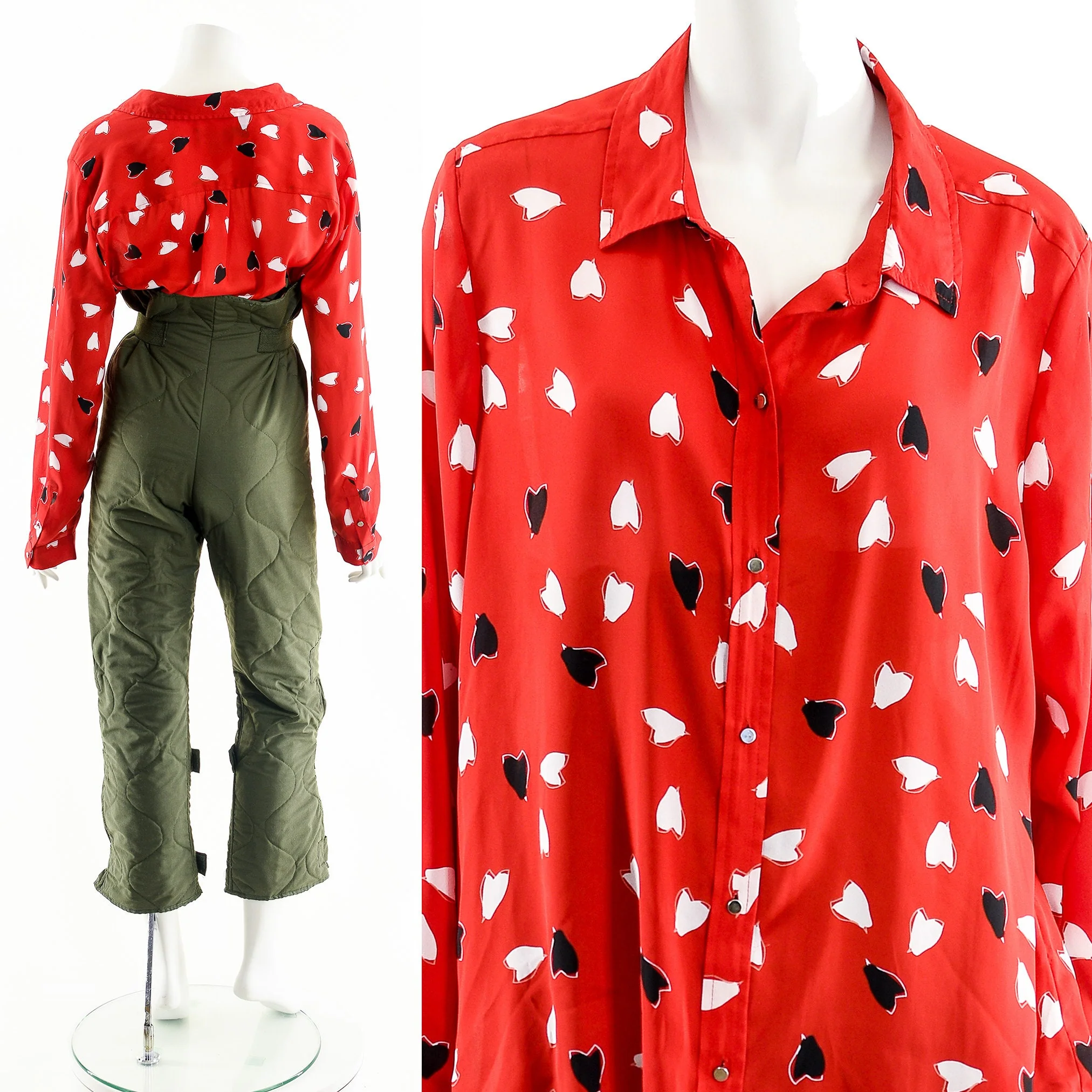 Heart Print Red Blouse - Image 4
