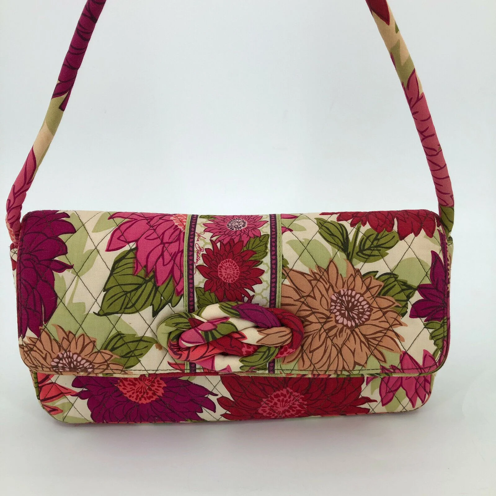 Hello Dahlia Purse Clutch Structured Handbag Pinks Flowers Garden by Vera Bradley - Image 2
