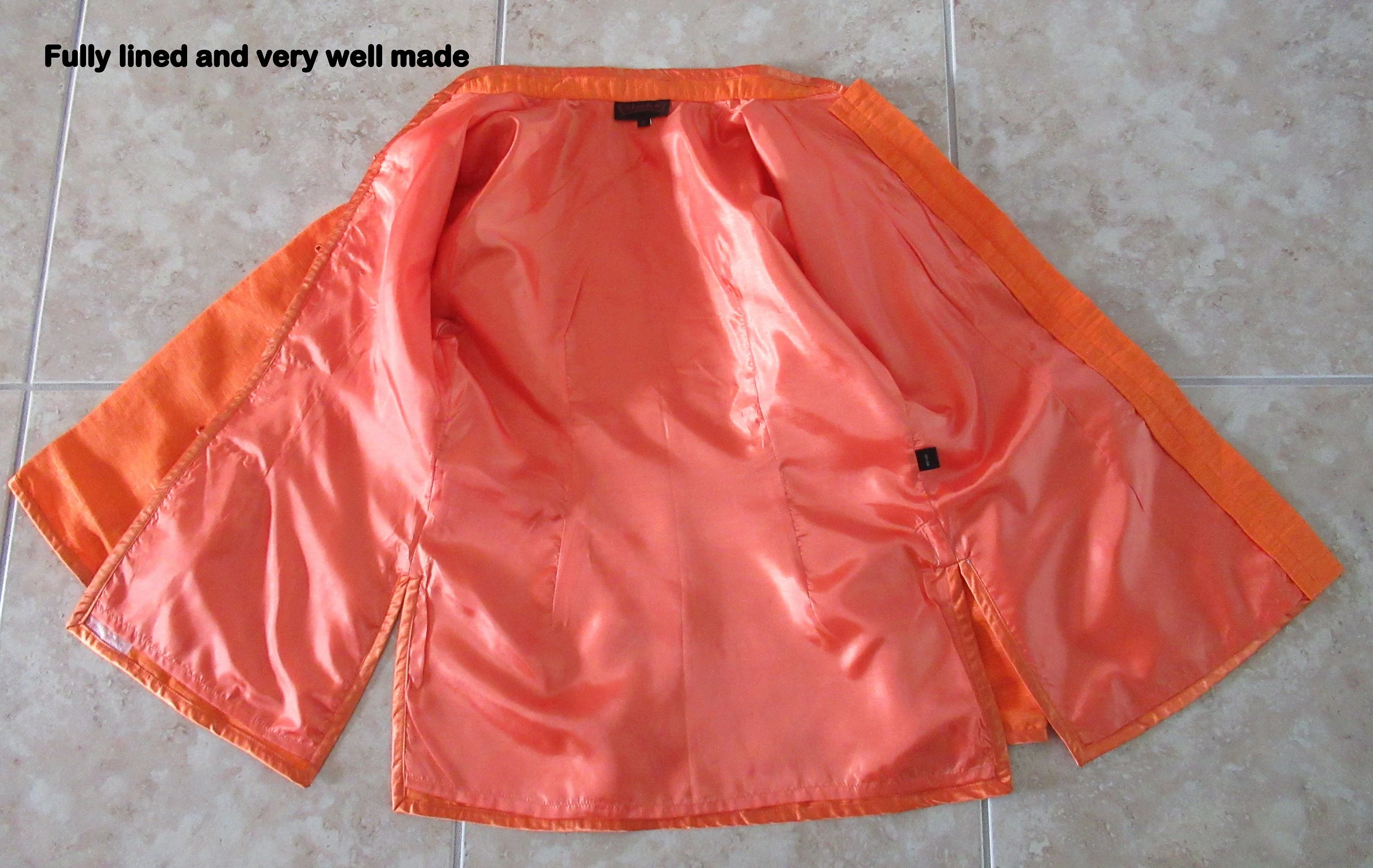 Henki Blouse Blazer Never Worn Brilliant Orange Silk Style with Front Frog Style Clasps Fabulous Detail by Henki - Image 9