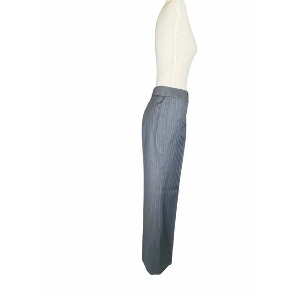 High Waist Trouser Pants Vintage 90s Wool Gray Pinstripe Nwt 12 by Austin Reed - Image 6