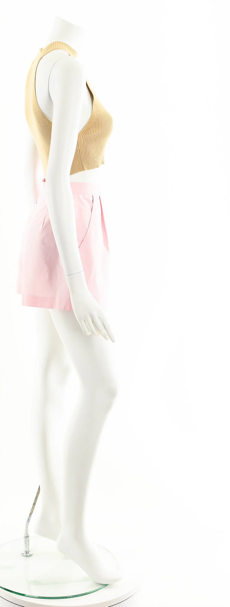 High Waist Trouser Shorts Pastel Pink Cotton Shorts 80s by Izod - Image 5