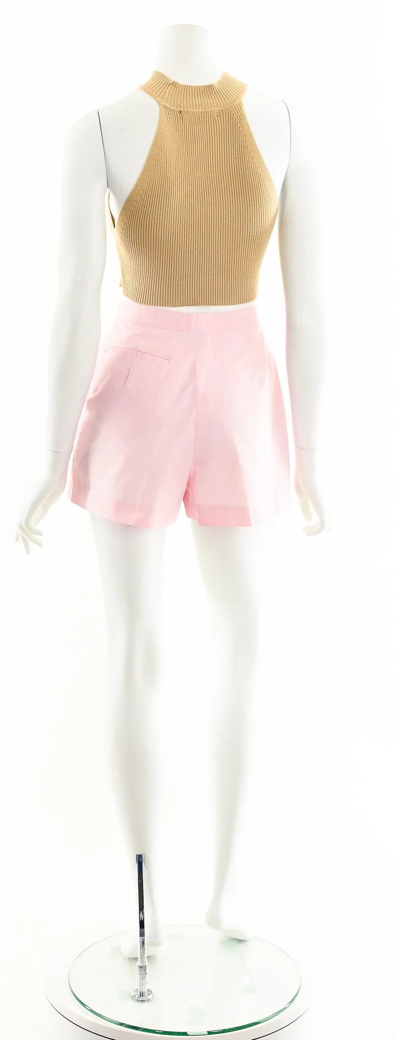 High Waist Trouser Shorts Pastel Pink Cotton Shorts 80s by Izod - Image 7