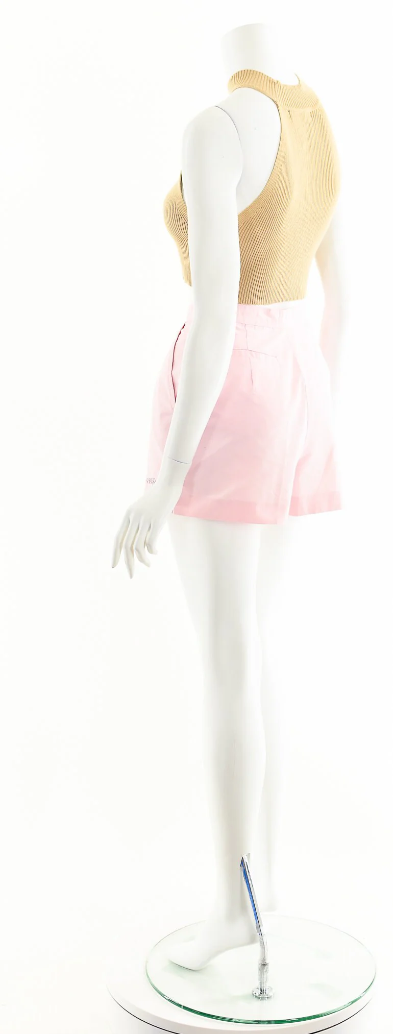 High Waist Trouser Shorts Pastel Pink Cotton Shorts 80s by Izod - Image 8