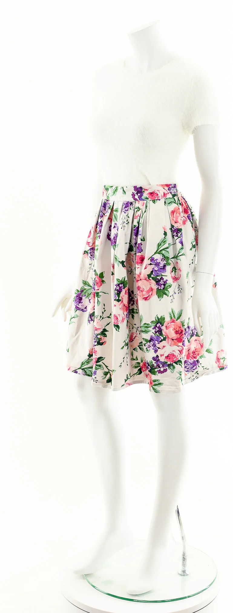 High Waisted 80s Floral Skater Skirt - Image 10