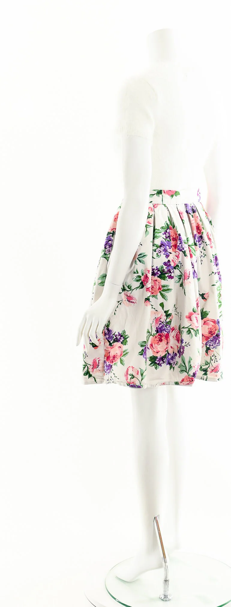 High Waisted 80s Floral Skater Skirt - Image 8