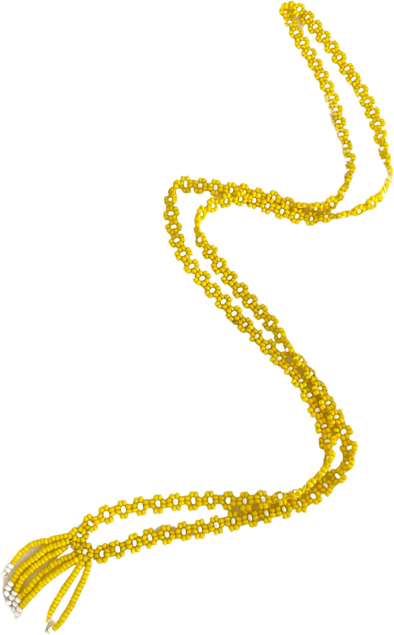 Hippy Boho Floral Beaded Y Necklace With Tassels