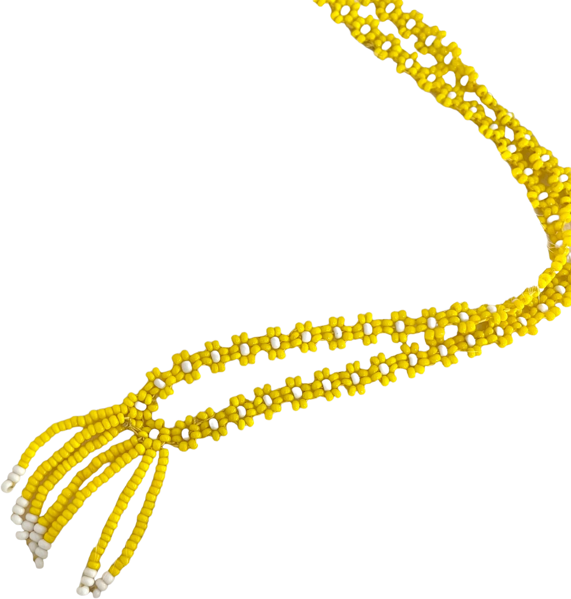 Hippy Boho Floral Beaded Y Necklace With Tassels - Image 2