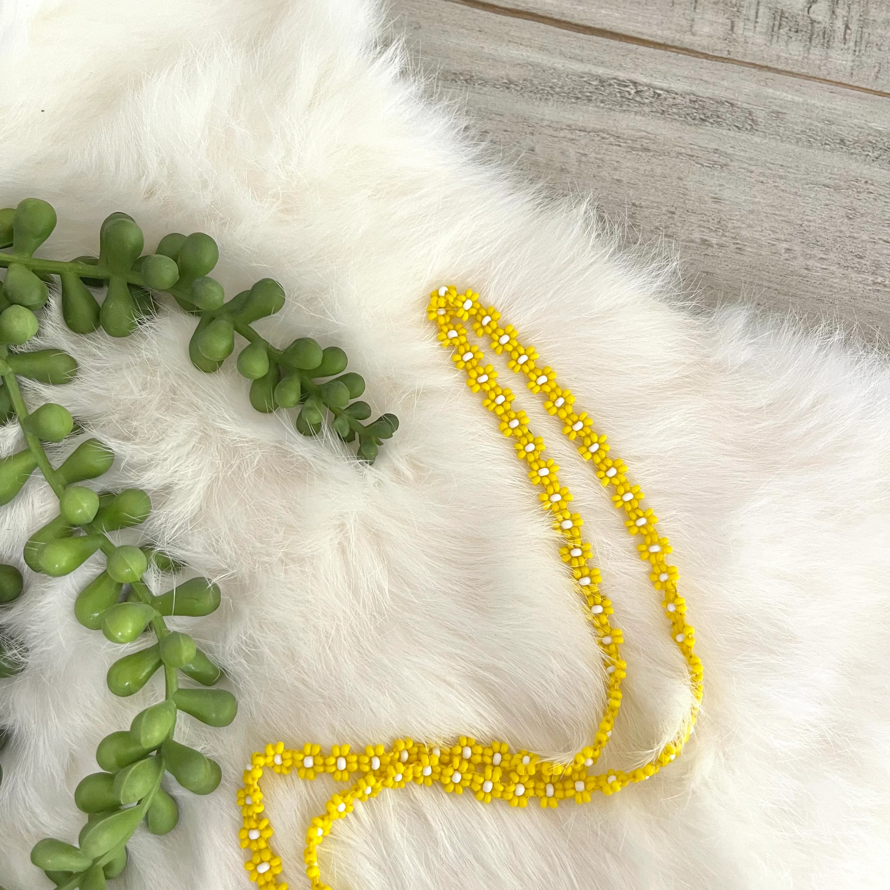 Hippy Boho Floral Beaded Y Necklace With Tassels - Image 5