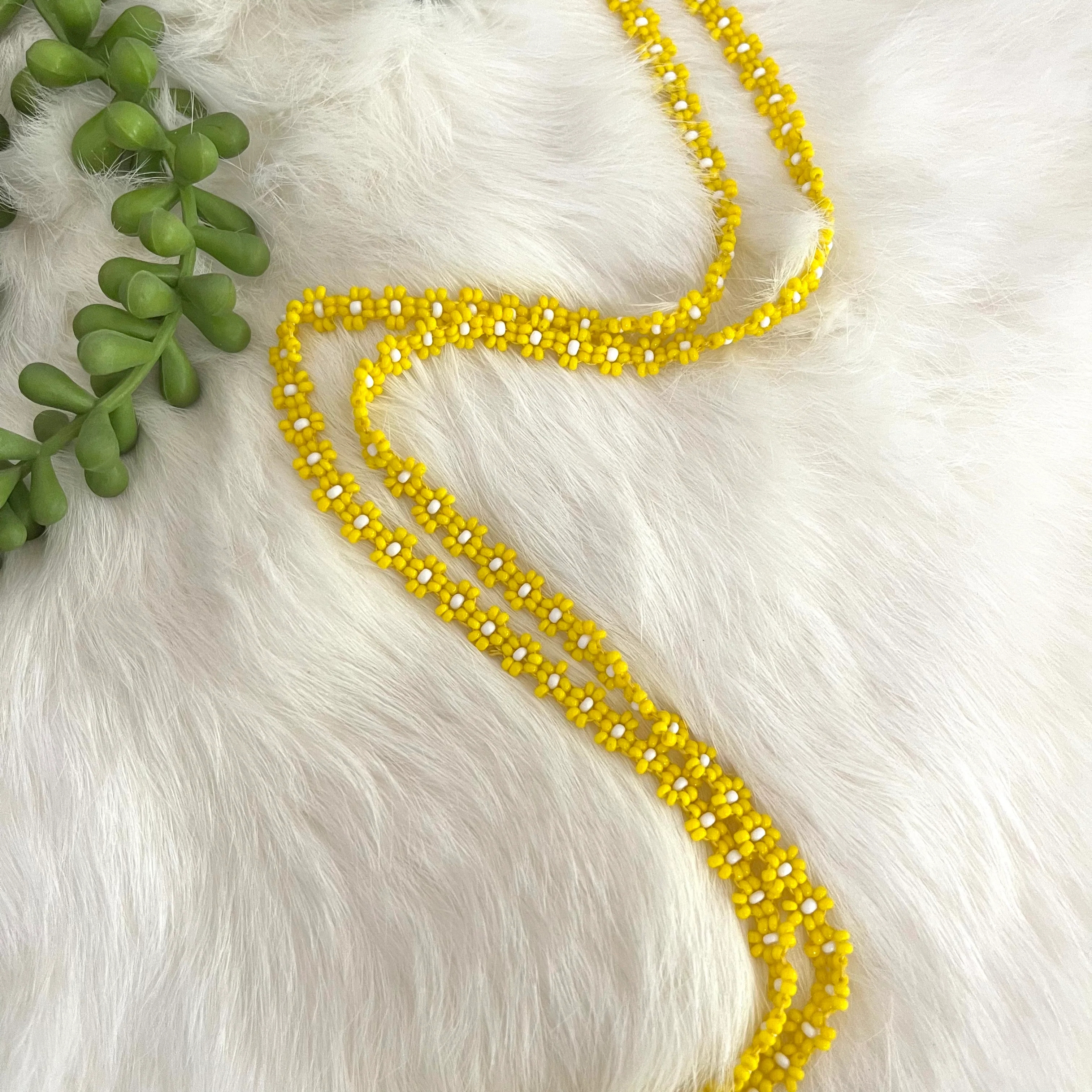 Hippy Boho Floral Beaded Y Necklace With Tassels - Image 6