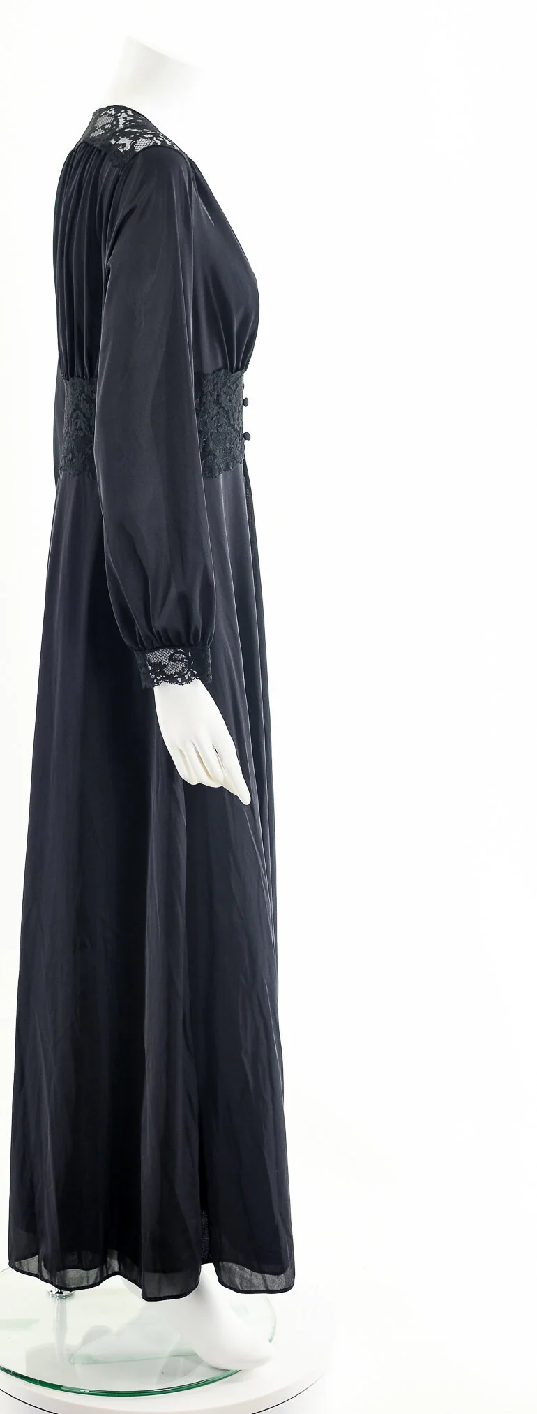 Hollywood Glamour Black Peignoir Lace Inset Corset Robe Lingerie by Maidenform Dreamwear - Image 5