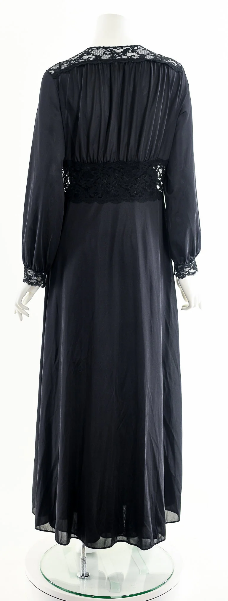 Hollywood Glamour Black Peignoir Lace Inset Corset Robe Lingerie by Maidenform Dreamwear - Image 7