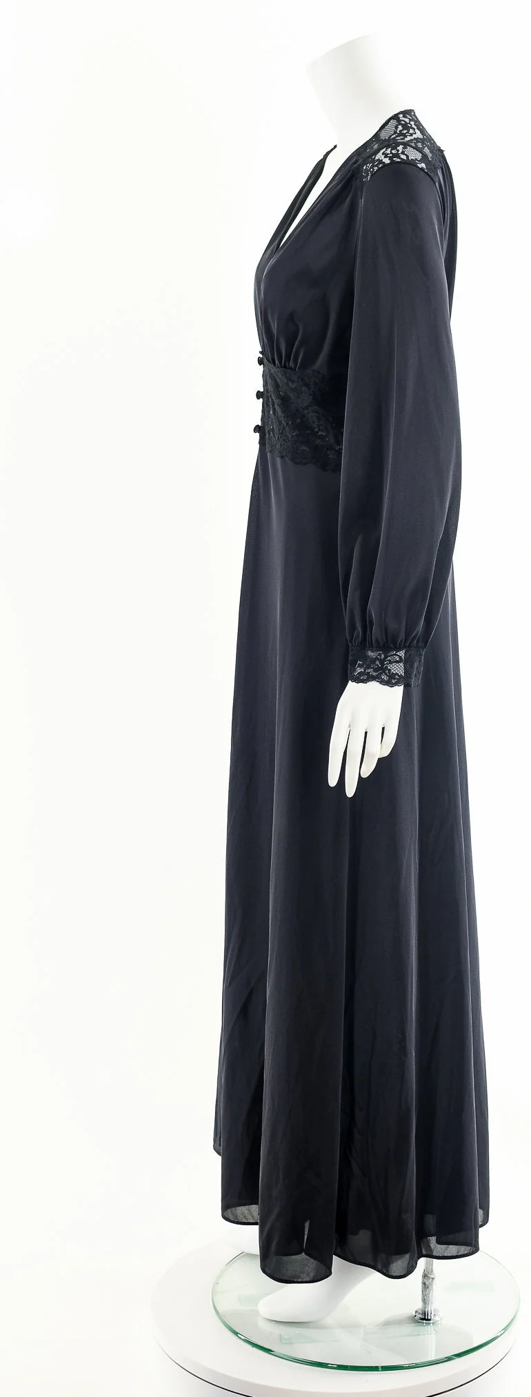 Hollywood Glamour Black Peignoir Lace Inset Corset Robe Lingerie by Maidenform Dreamwear - Image 9