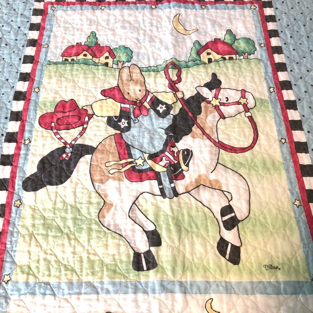 Home On The Range Cowboy Bunny Horse Rodeo Baby Blanket Quilt by Nina Shaffer - Image 5