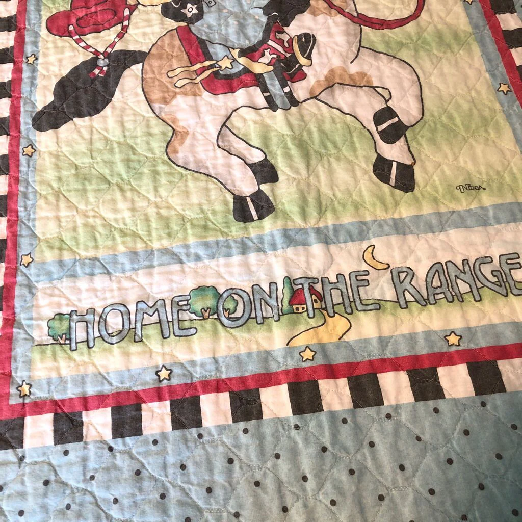 Home On The Range Cowboy Bunny Horse Rodeo Baby Blanket Quilt by Nina Shaffer - Image 6
