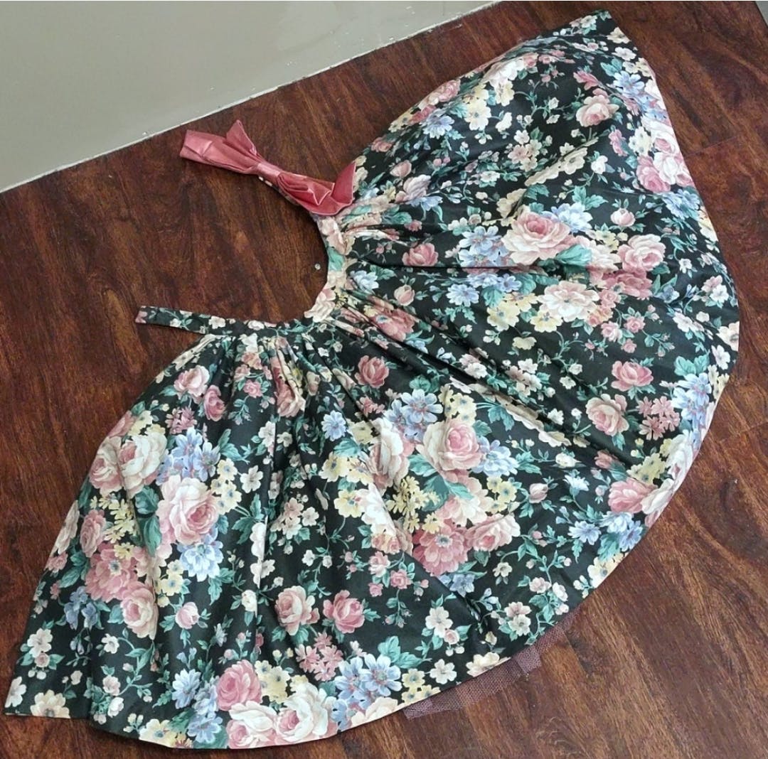 80's Floral Overlay Bow Skirt - Image 5