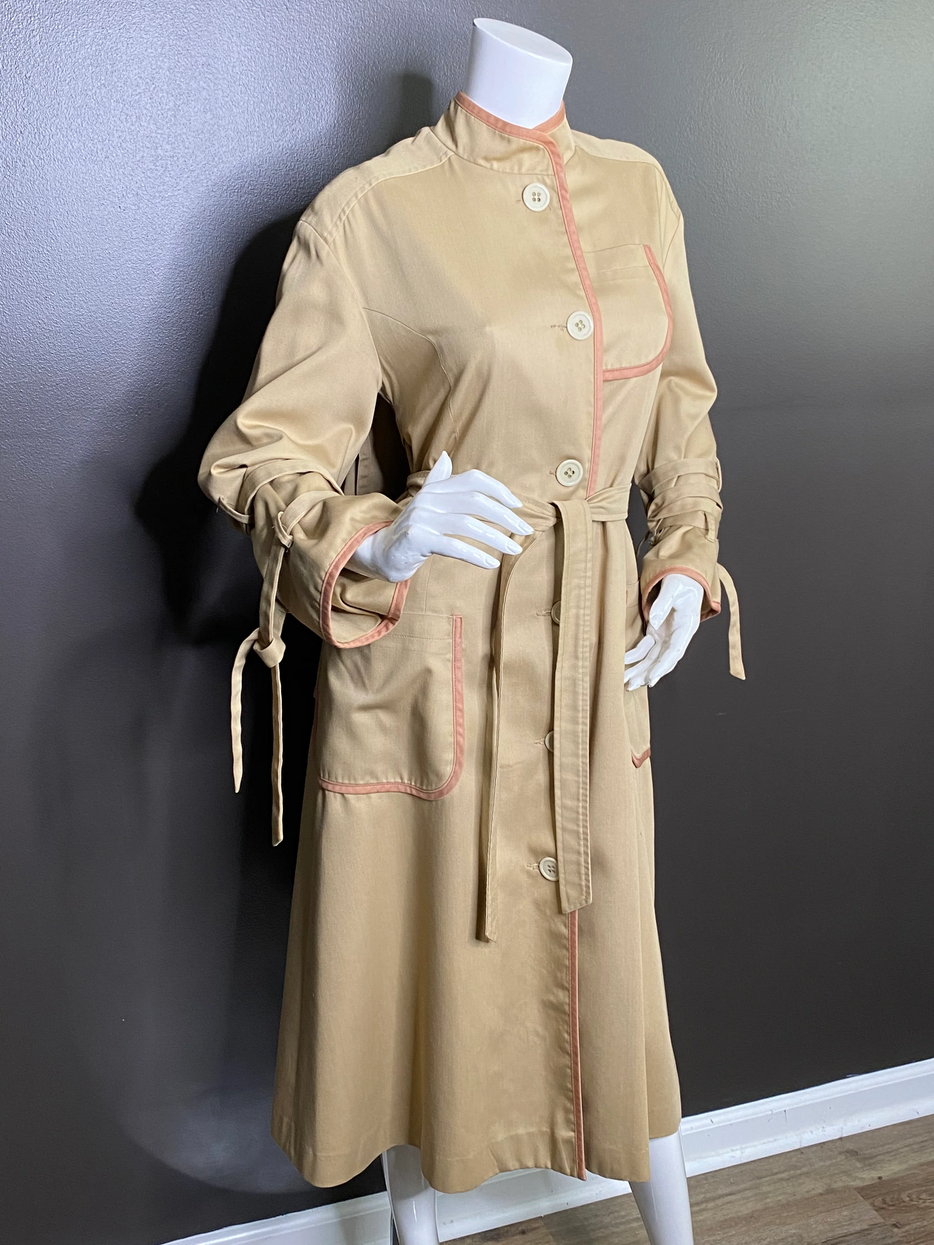 Hooded And Strapped Beige Trench By Quatre by De Chambs - Image 13
