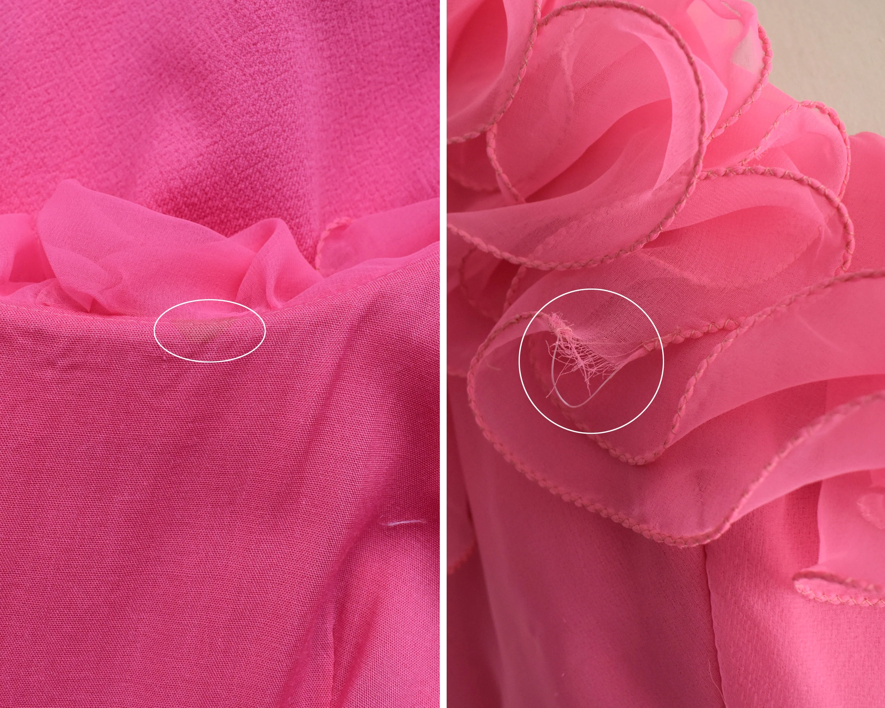 Hot Pink Ruffled 70s Maxi Dress Vintage 70s Maxi Gown, Chiffon Ruffled Neckline with Rhinestone Empire Waist Dress, Medium Large - Image 7
