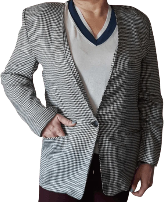 Black and White Houndstooth Weave Blazer by Norton Mcnaughton