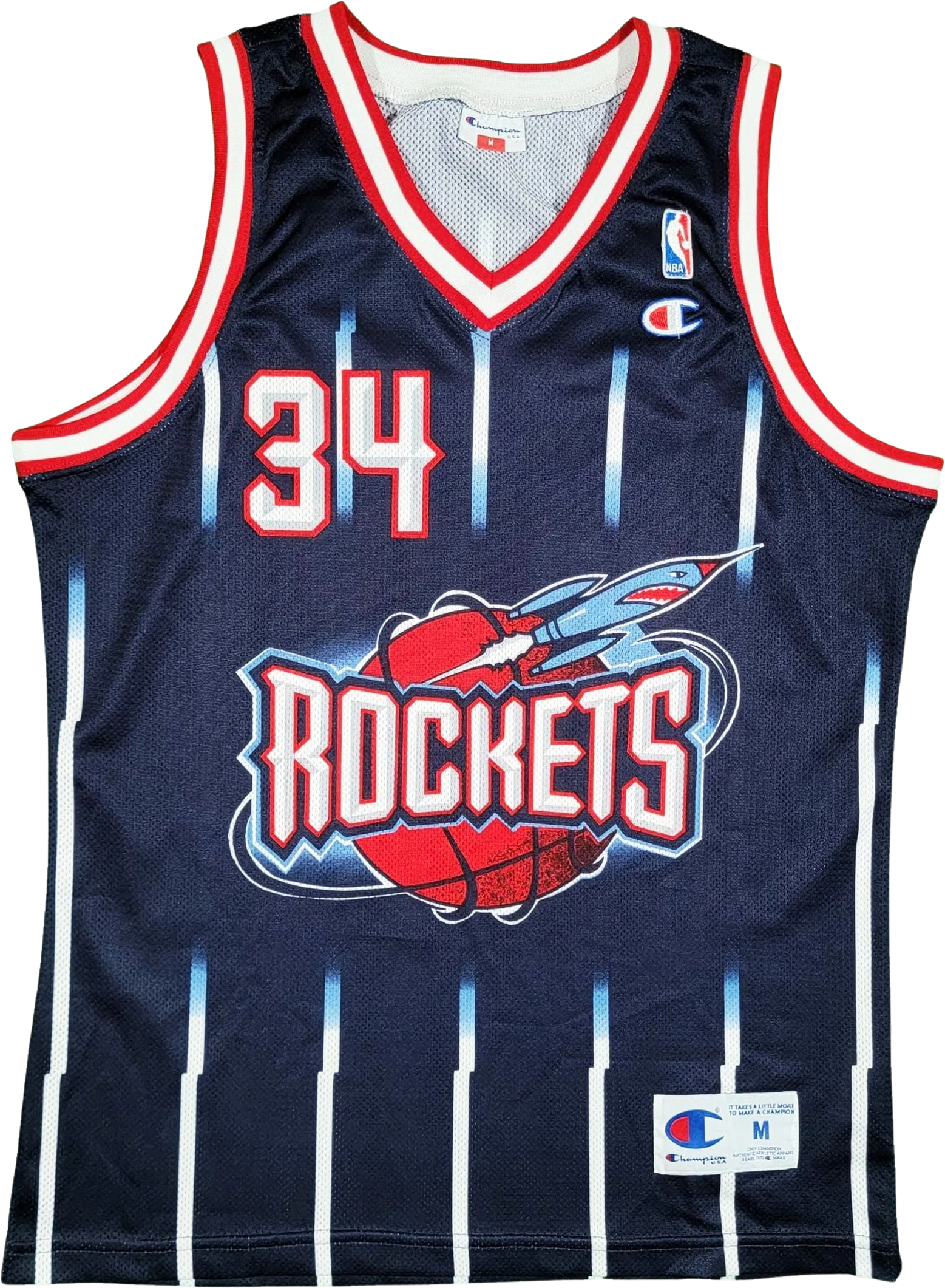 Houston Rockets Vintage 90s Hakeem Olajuwon Champion Basketball Jersey - Size Medium M