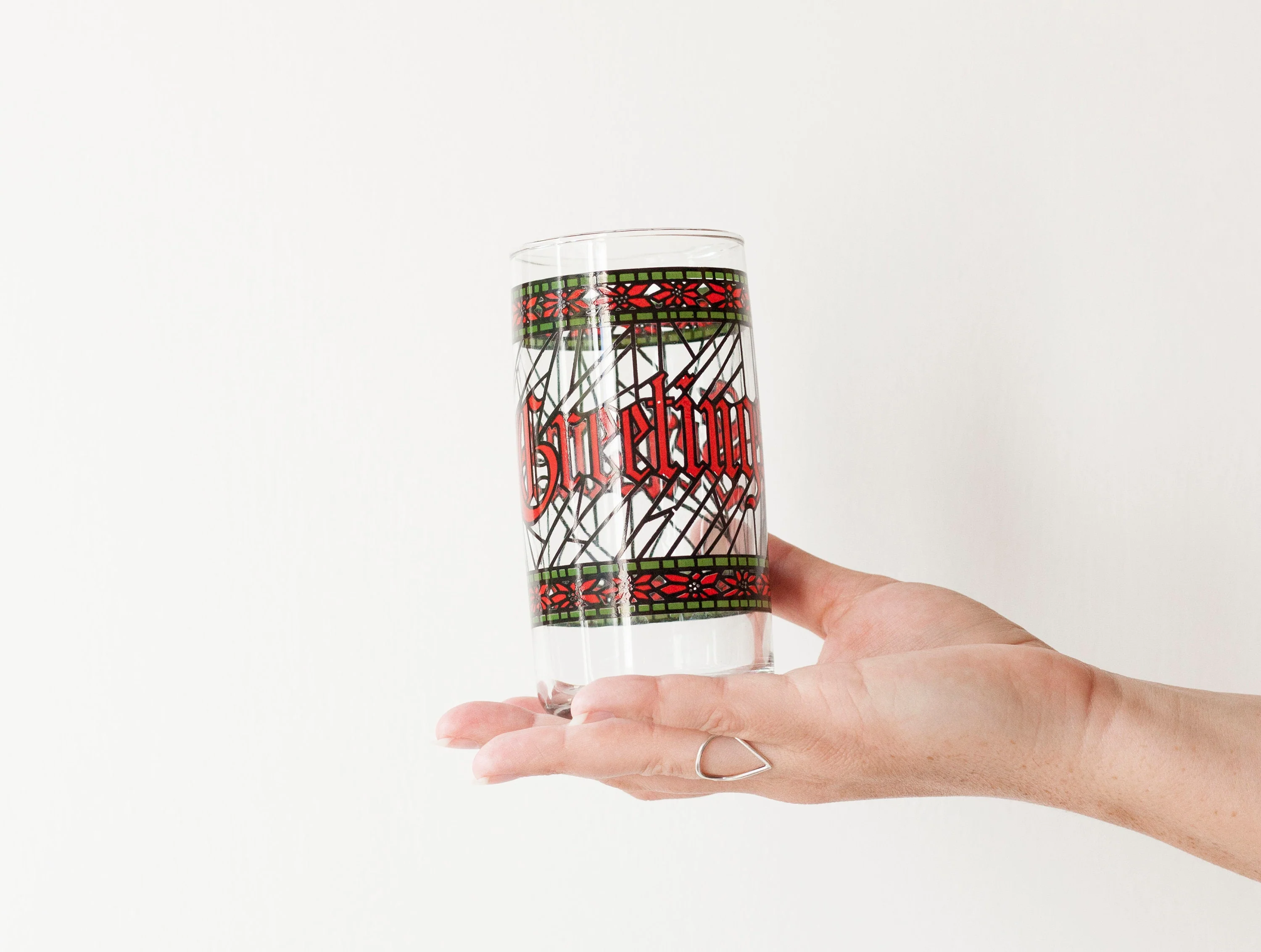 Houze Season's Greetings Tumblers Pair of Two Mid Century Vintage by Houze Glass Company - Image 3