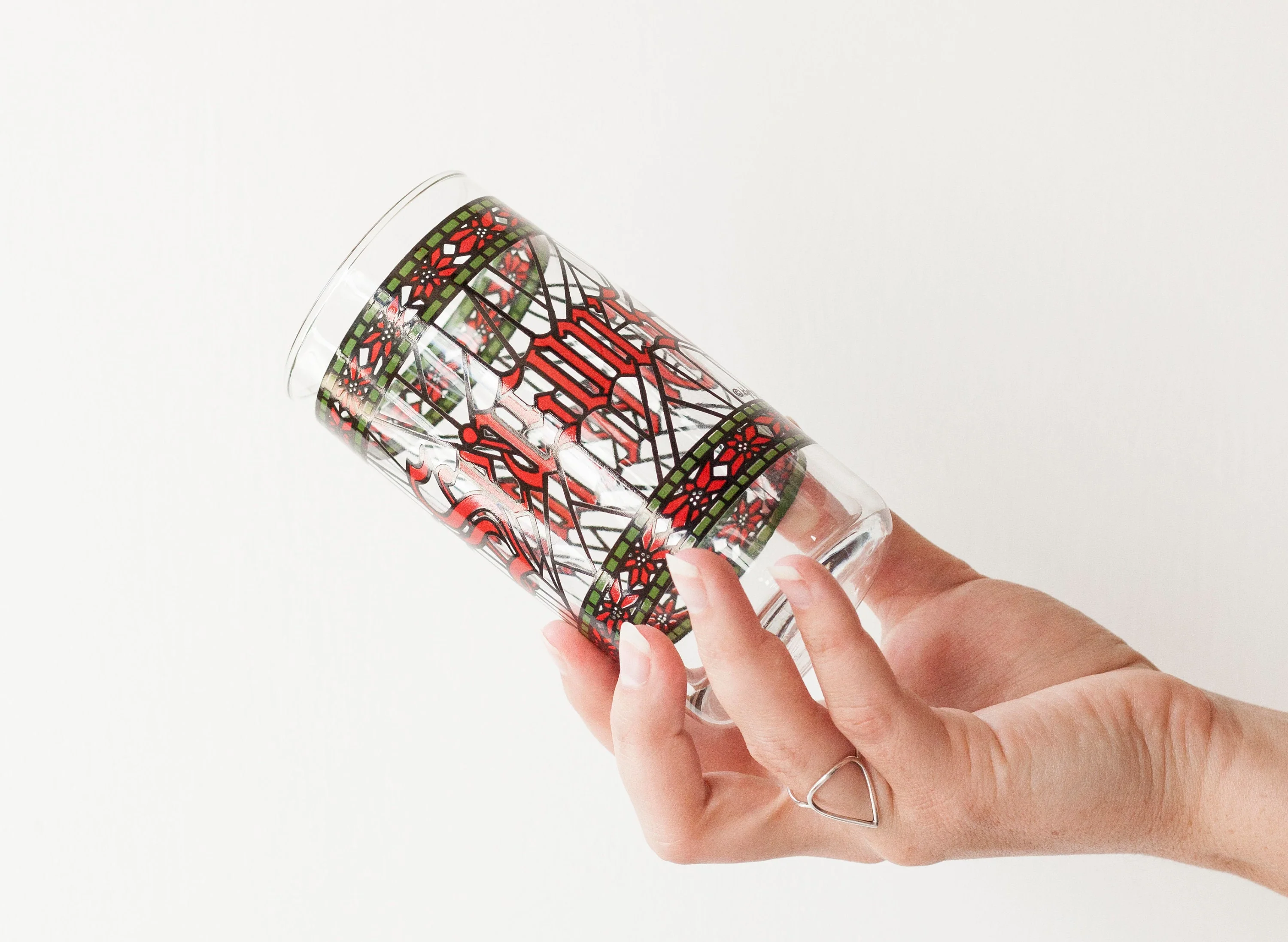Houze Season's Greetings Tumblers Pair of Two Mid Century Vintage by Houze Glass Company - Image 4