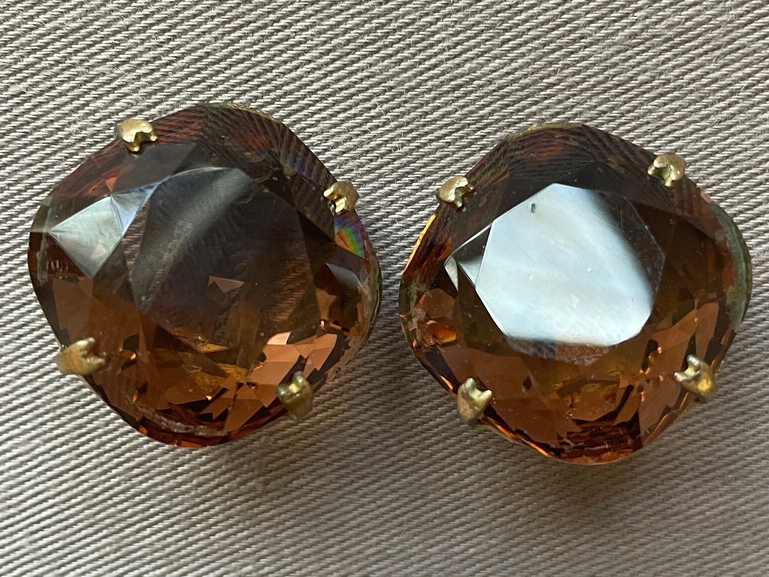 Huge Glass Amethyst Clip On Statement Earrings - Image 2