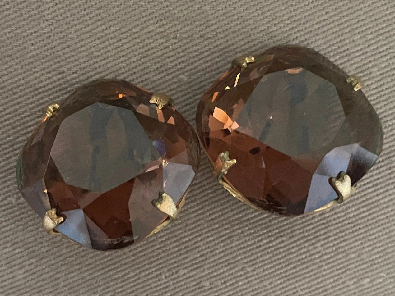 Huge Glass Amethyst Clip On Statement Earrings - Image 5