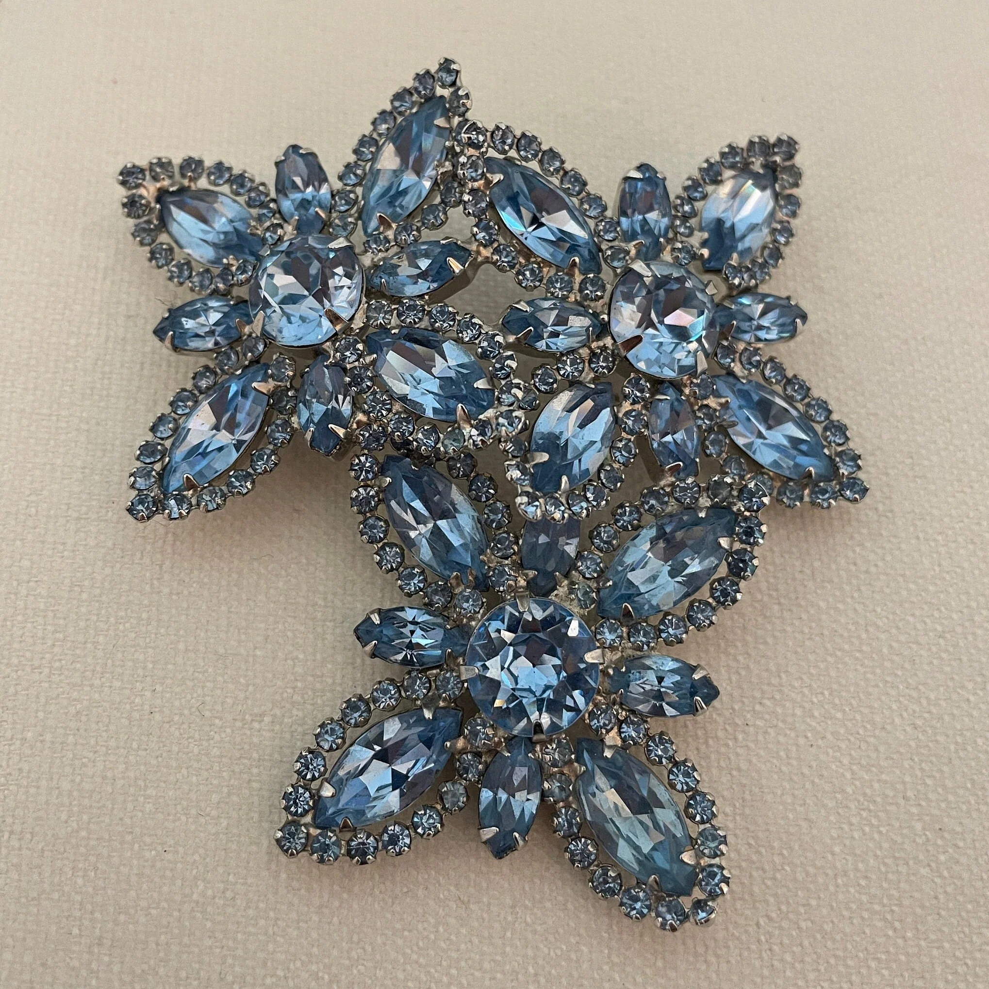 Huge Weiss Star Cluster Faux Sapphire Crystal Brooch by Weiss - Image 3