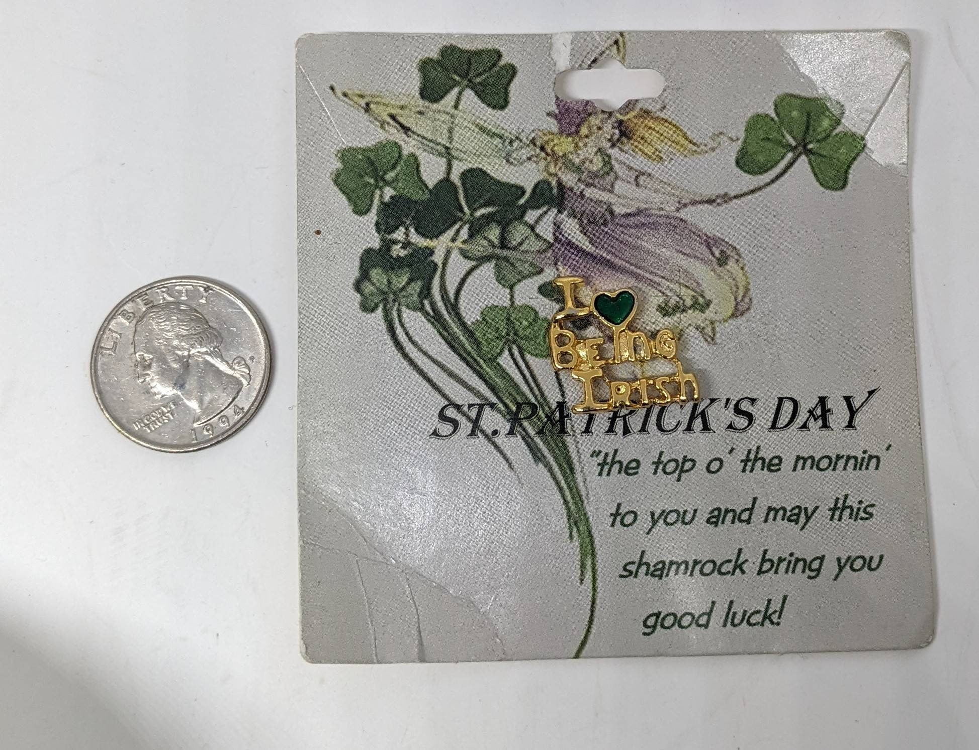 I Love Being Irish Ireland Vintage Carded Pin St Patrick's Day - Image 3