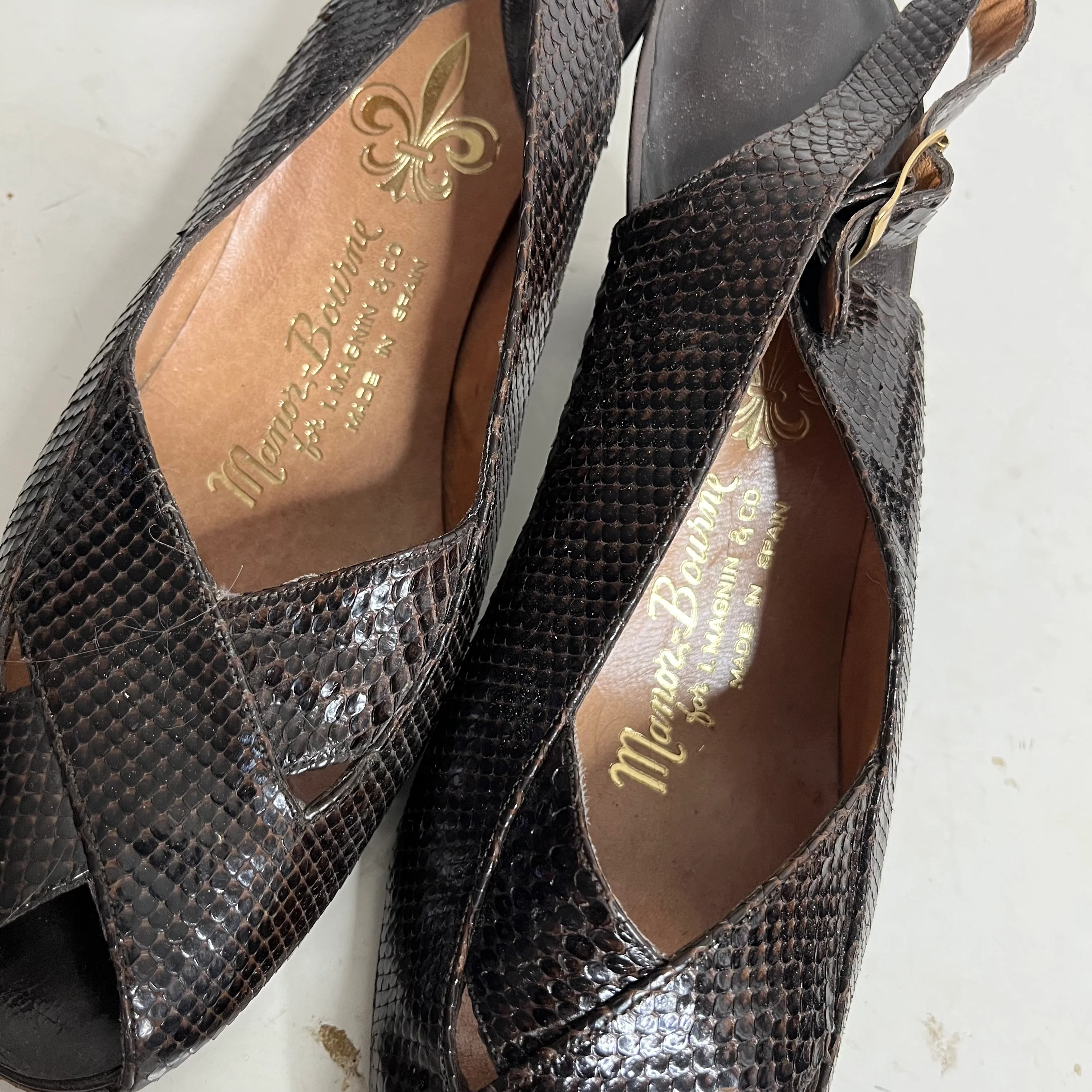 I Magnin Spain Brown Snake Leather 10 N Runs Small By Manor Bourne - Image 6