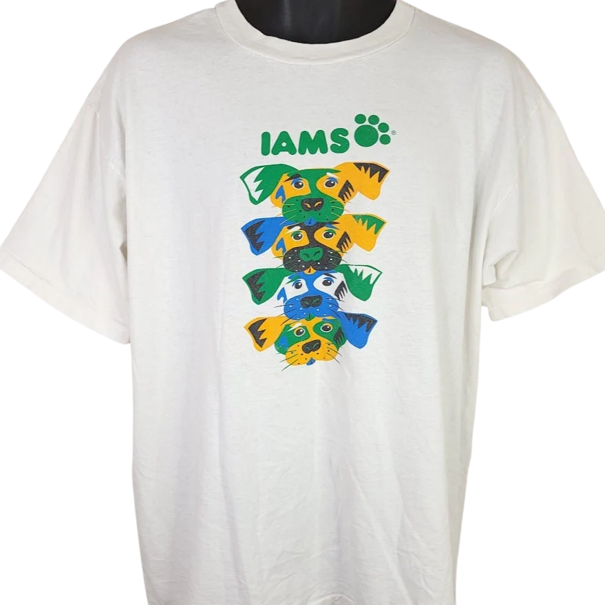 Iams Dog Food T-Shirt Vintage 90s Puppies Pet Lover Made In Usa Mens Size Xl