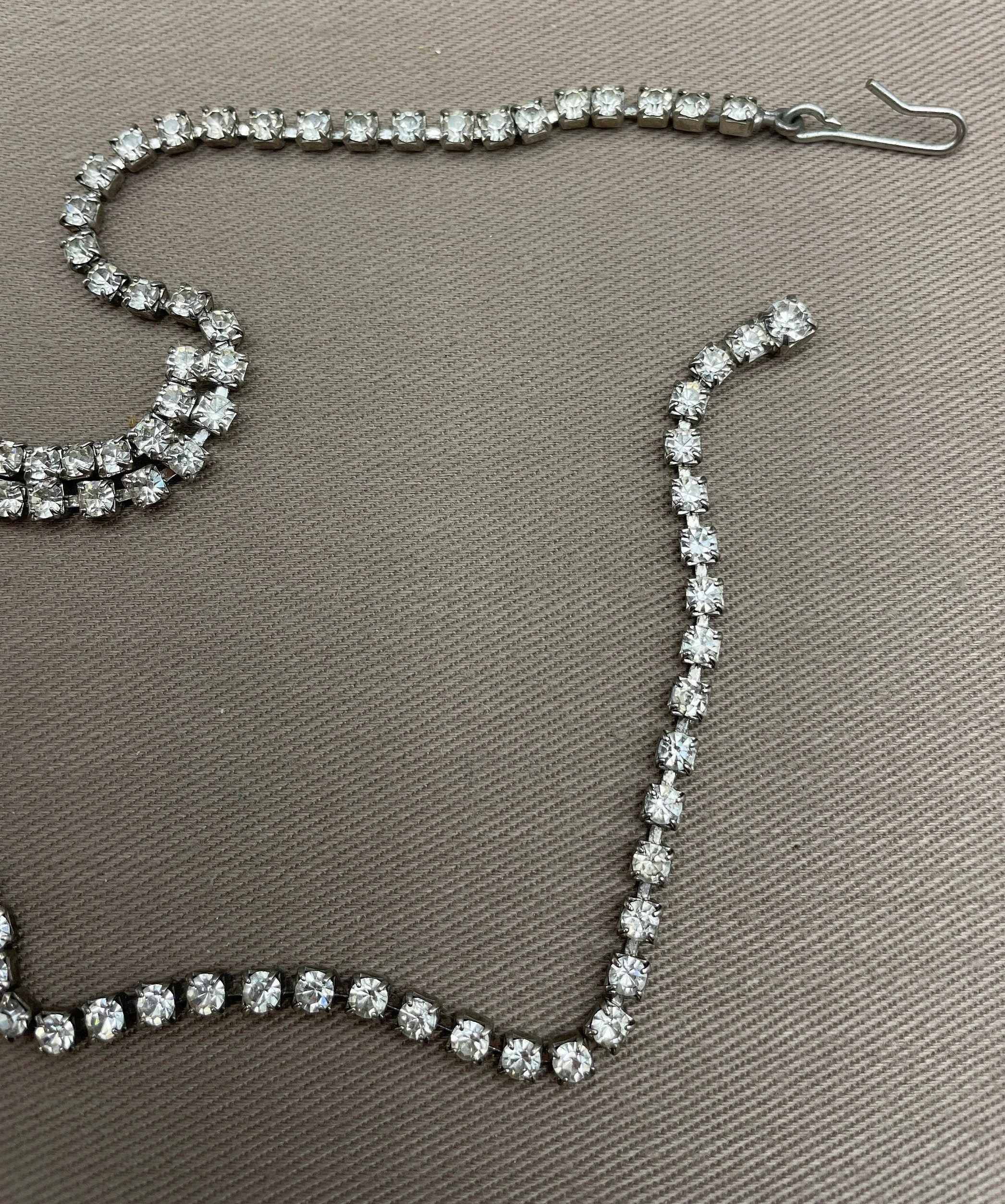 Icy Art Deco Rhinestone Crystal Statement Necklace Adjustable Length 60s Vintage Choker - Image 4