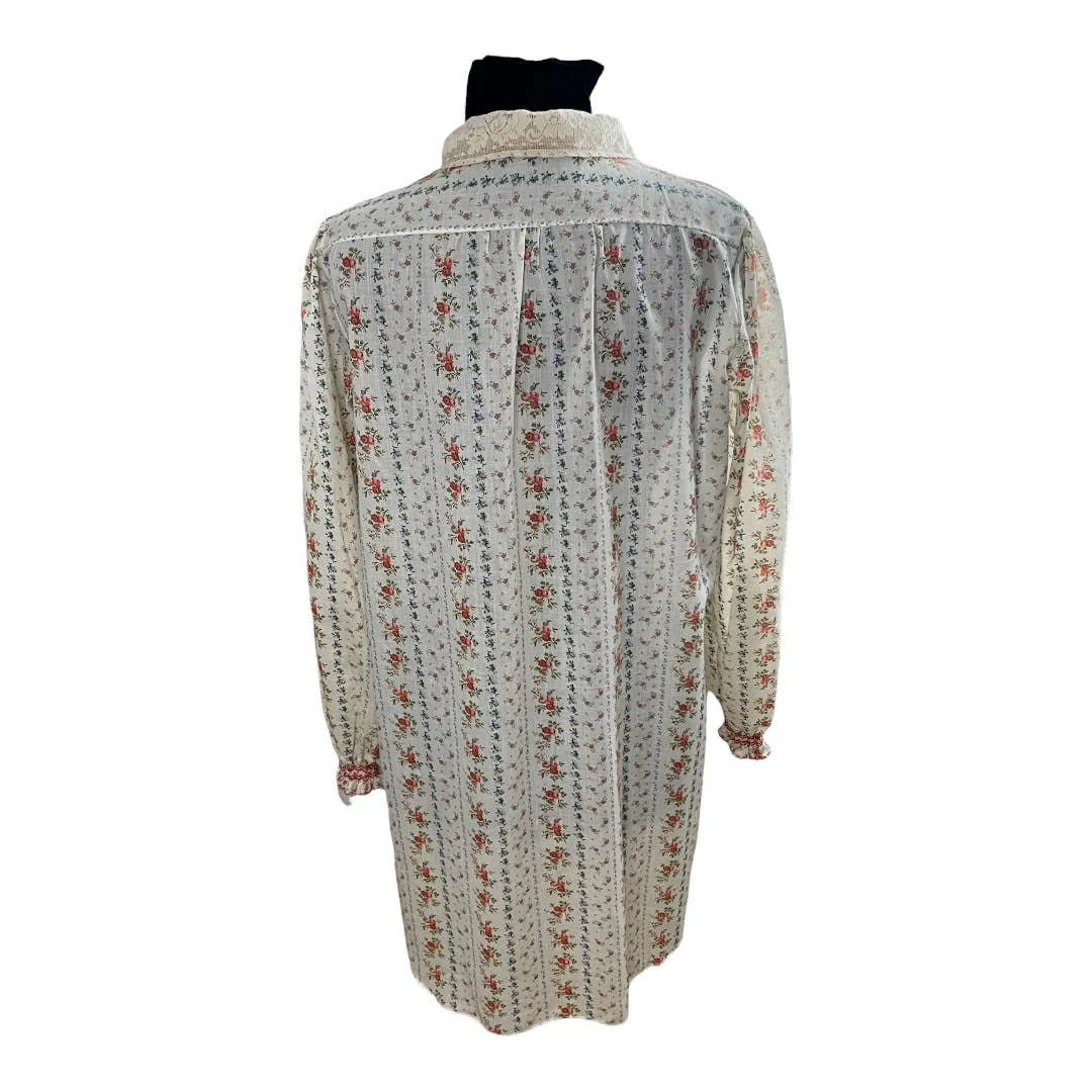 Ilgwu Vintage 60s Embroidery Floral Shirt Dress Cottage Nwt Med by Miss Elaine - Image 2