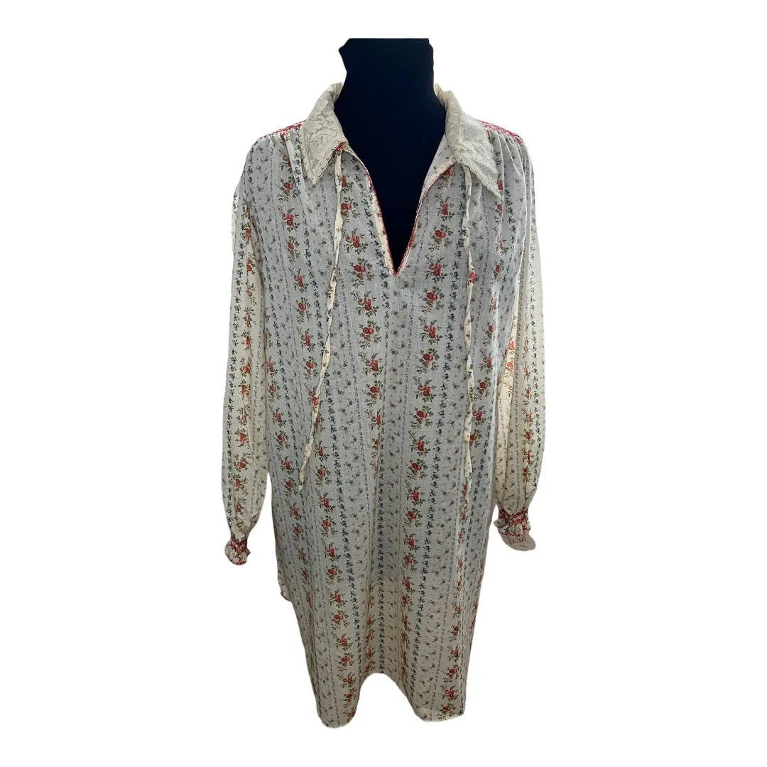 Ilgwu Vintage 60s Embroidery Floral Shirt Dress Cottage Nwt Med by Miss Elaine - Image 3