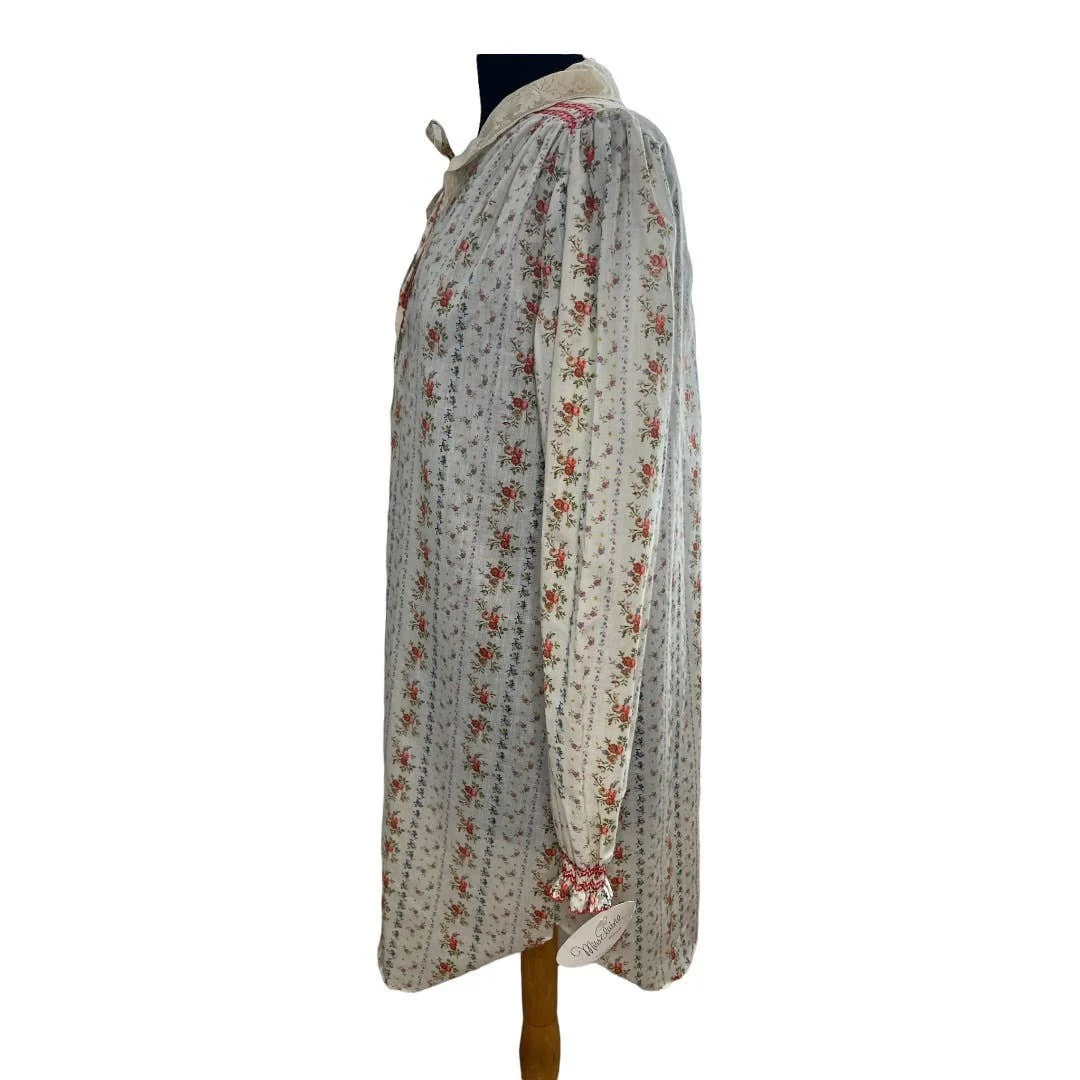 Ilgwu Vintage 60s Embroidery Floral Shirt Dress Cottage Nwt Med by Miss Elaine - Image 5