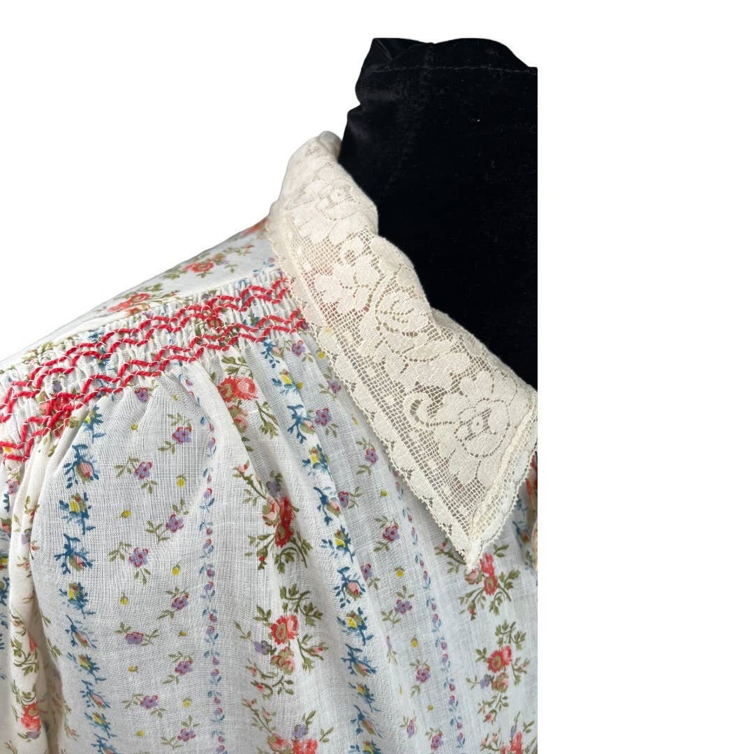 Ilgwu Vintage 60s Embroidery Floral Shirt Dress Cottage Nwt Med by Miss Elaine - Image 7