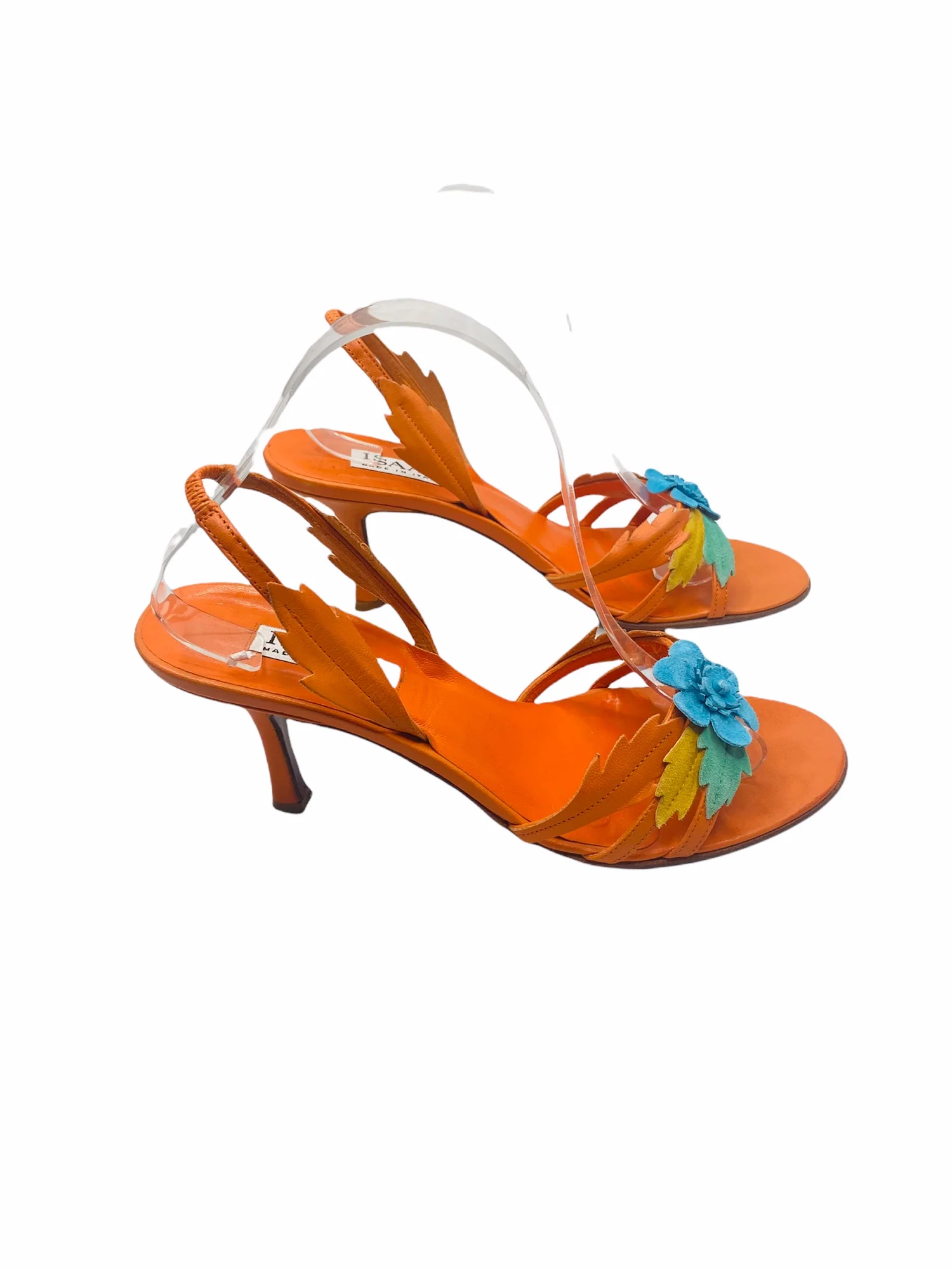 Isaac Leather Strappy Kitten Heel Sandals with Suede Embellishment by Isaac - Image 3