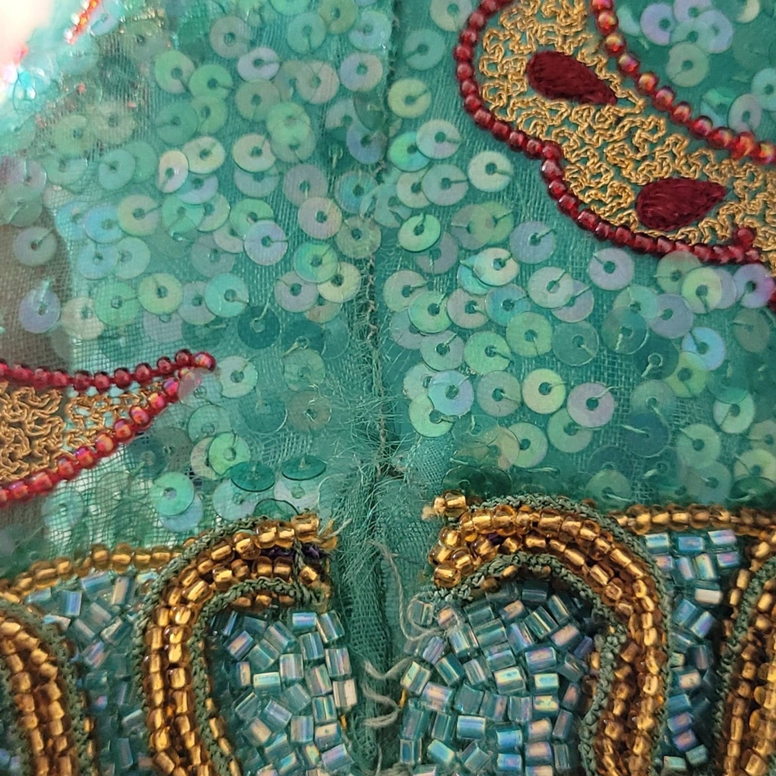 Isabell Gerhart Aqua Blue Embellished Gown Dress By Mary McFadden - Image 12