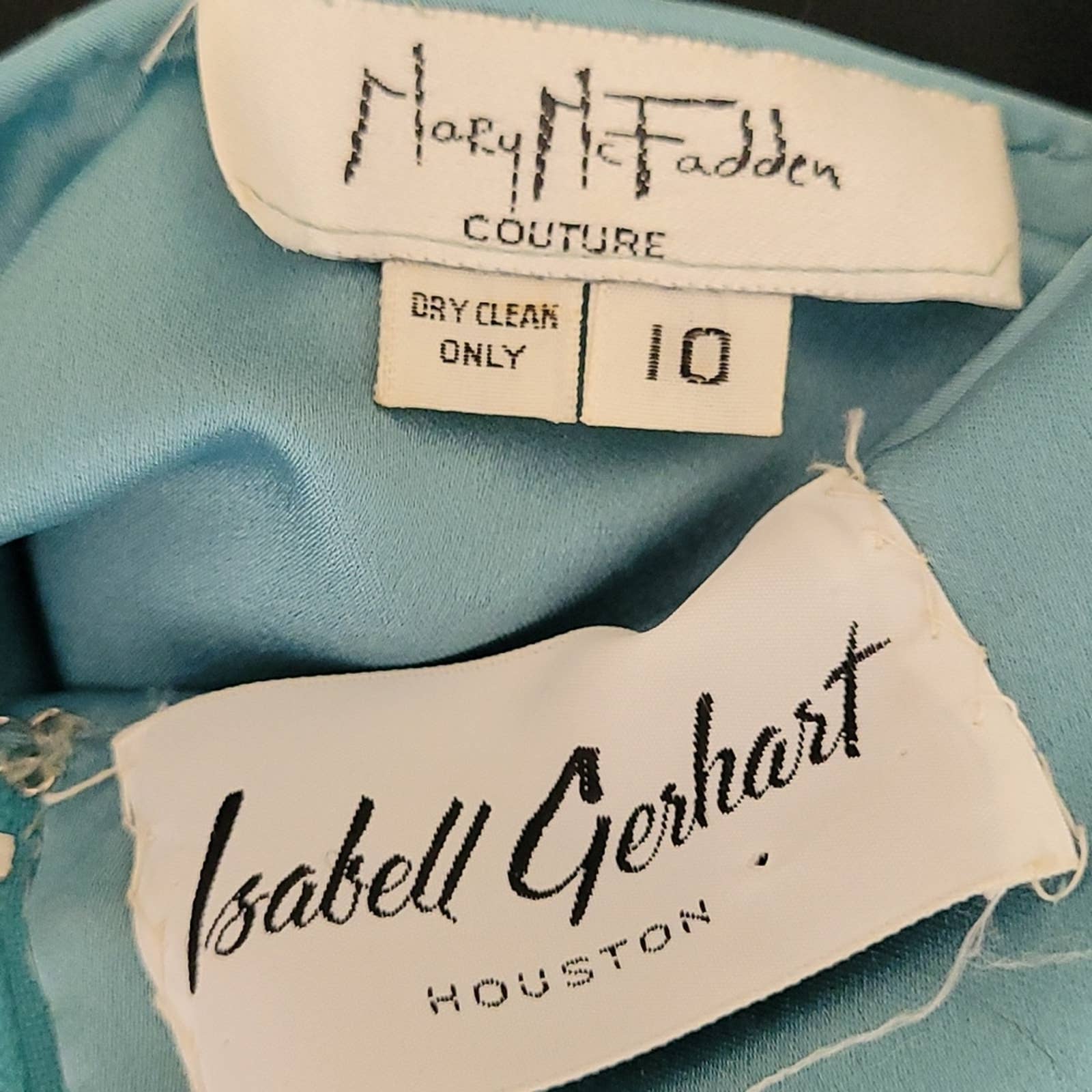 Isabell Gerhart Aqua Blue Embellished Gown Dress By Mary McFadden - Image 8
