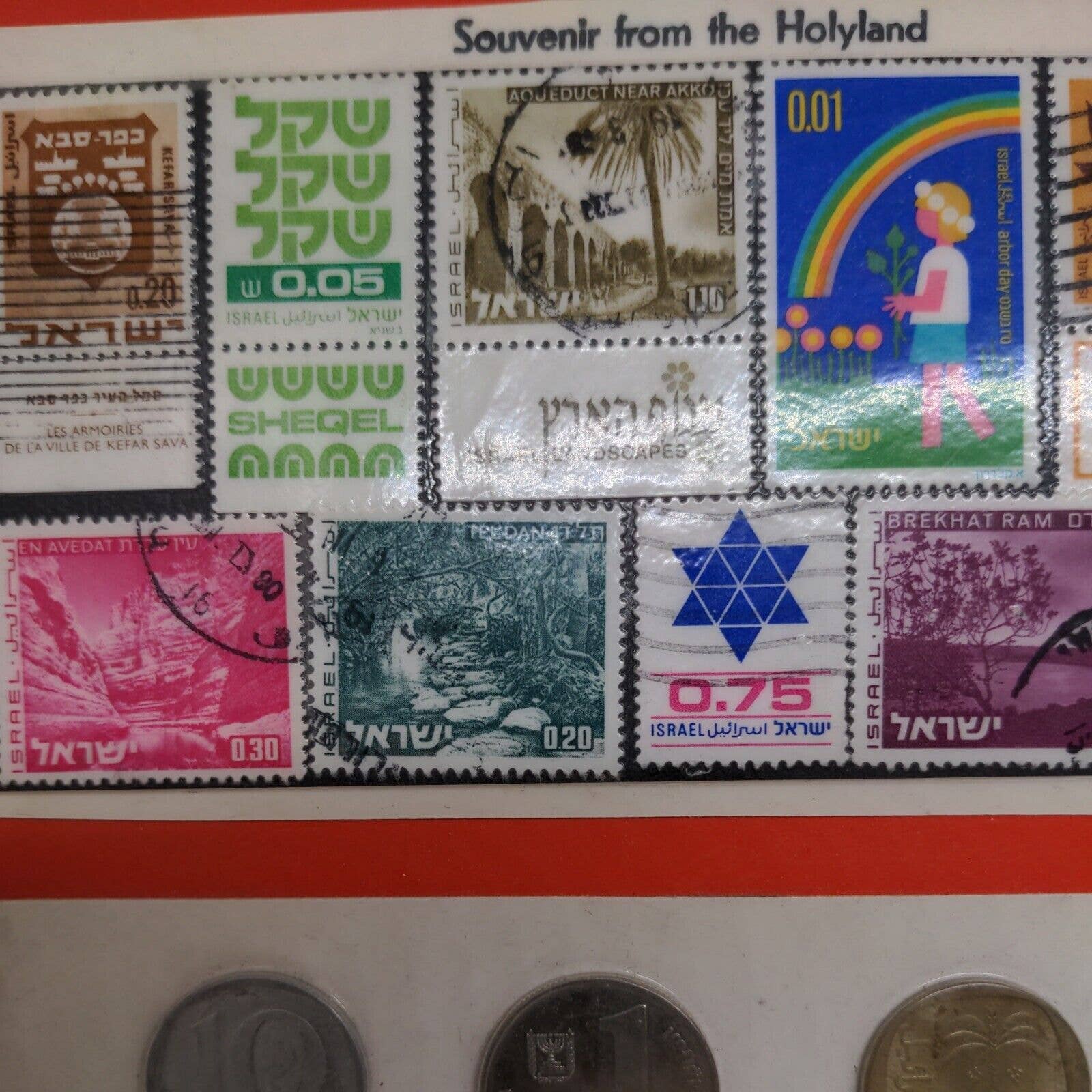 Israel Coins and Stamps - "souvenir From Holy Land" New Vintage Sealed - Image 4
