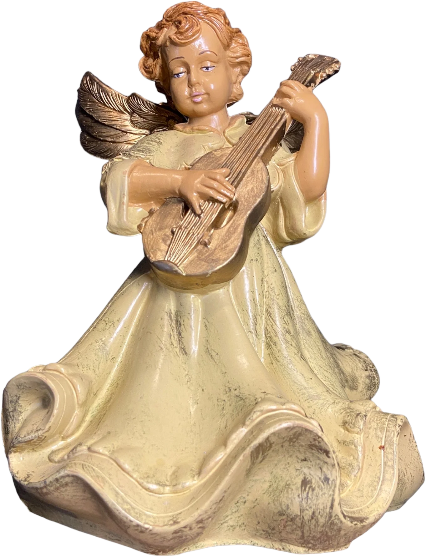Italian Angel Figurine Guitar 8" Depose Fontanini