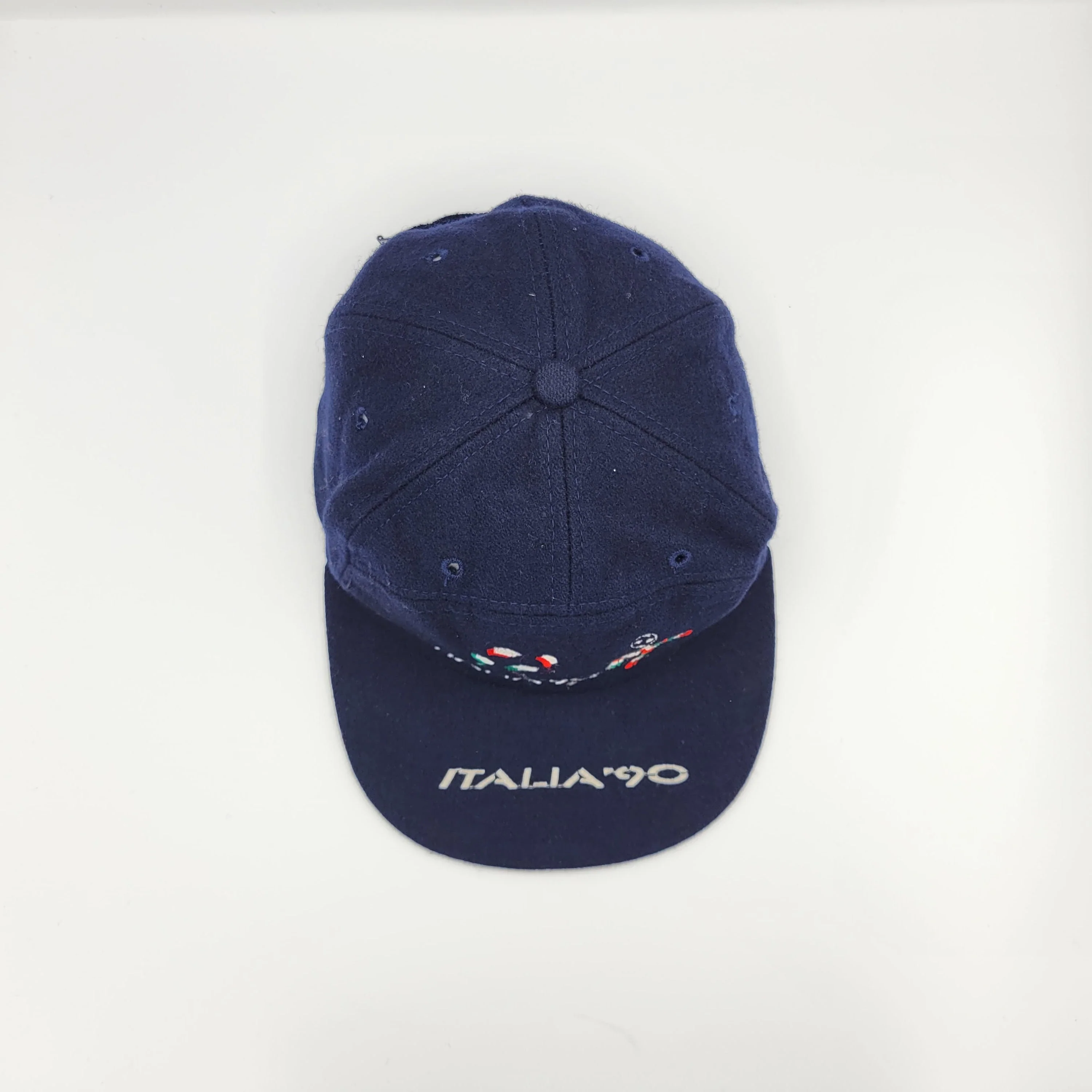 Italy Vintage 90s World Cup Soccer Strapback Hat Italia Football 1990 Games Navy Blue Baseball Cap - Image 7