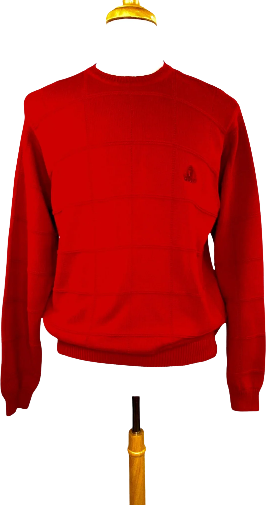 Izod Vintage Crest Logo Red 100% Cotton Pullover Sweater Mens by Izod
