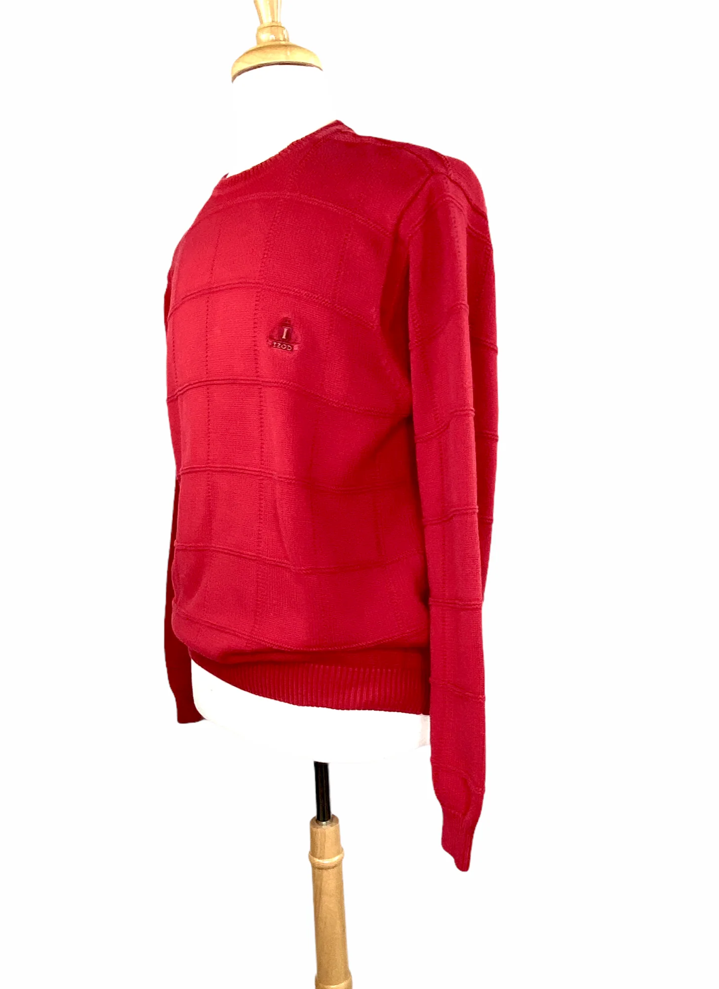 Izod Vintage Crest Logo Red 100% Cotton Pullover Sweater Mens by Izod - Image 3