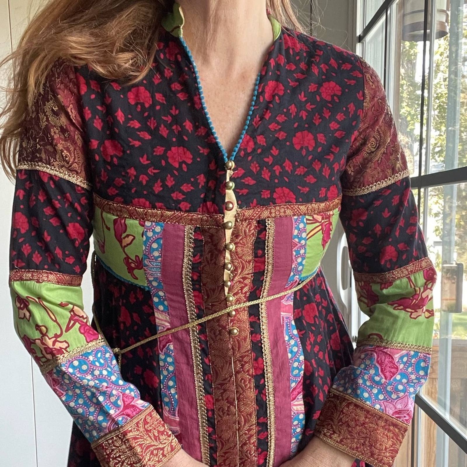 J. Peterman Jaisalmer Dress Small Patchwork Print Midi Length Party Nwot by J. Peterman - Image 12