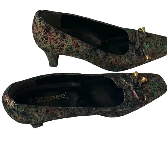 J.renee' Leather Block Square Novelty Swirl Heels By J. Renee - Image 10