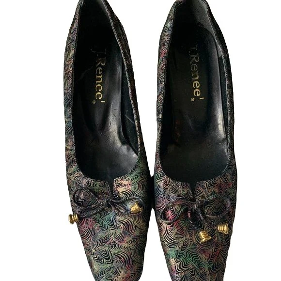 J.renee' Leather Block Square Novelty Swirl Heels By J. Renee - Image 5